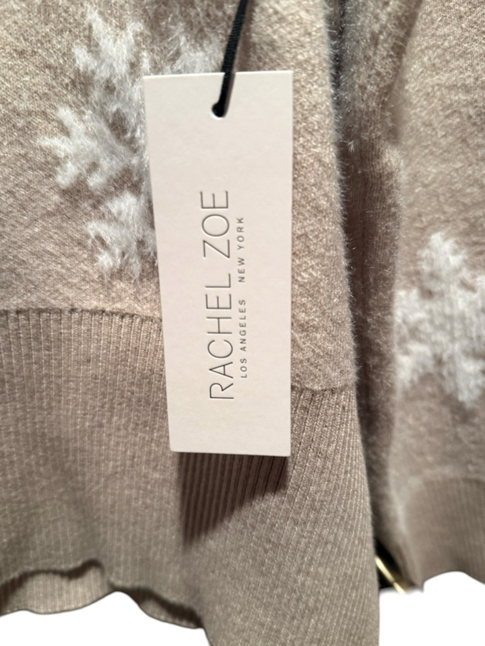 Rachel Zoe Beige Half-Zip Snowflake Sweater - Picture 5 of 5